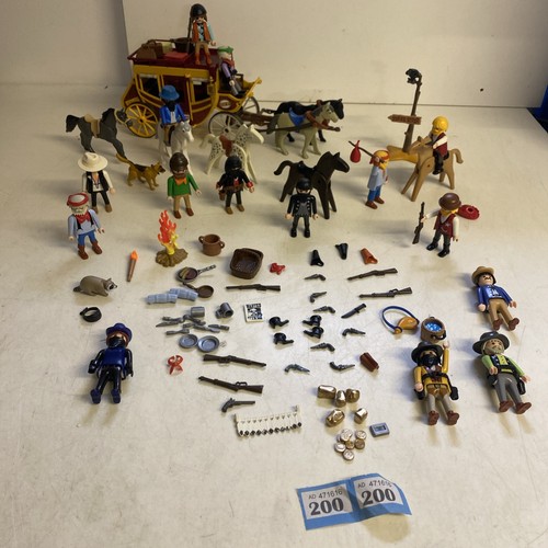 Playmobil cowboys with stage - with,